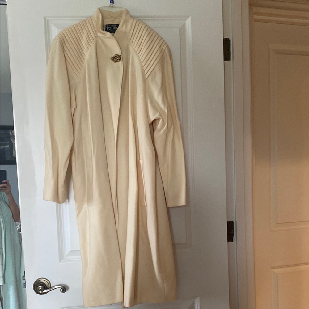 Cream Trench Coat Structured Shoulders
